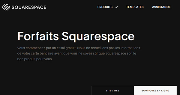 Offre gratuite Squarespace